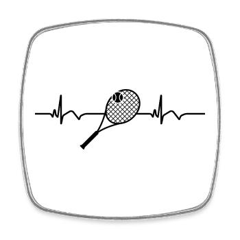 Raquette de tennis Balle de tennis ECG Battement de cœur - Magnet carré - blanc - Devant