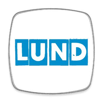 Lund – Blue Text Design - Square fridge magnet - white - Front