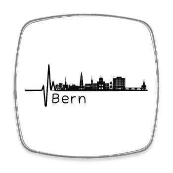 Silhouette du battement de cœur de Berne - Magnet carré - blanc - Devant