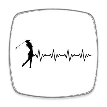 Golf Golfer Female Golf Stroke ECG Heartbeat - Square fridge magnet - white - Front