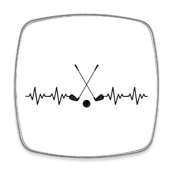 Golf Golf Ball Golf Clubs ECG Heartbeat - Square fridge magnet - white - Front