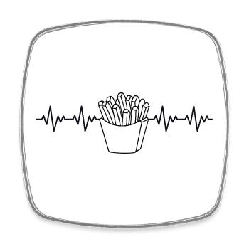 French Fries Fries Fries Fries ECG Heartbeat - Square fridge magnet - white - Front