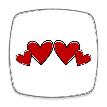 Coeurs Symbole Amour - Magnet carré - blanc - Devant