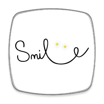 Sourire fleuri en écriture cursive - Magnet carré - blanc - Devant