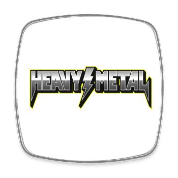 Heavy Metal 3D-Logo mit Blitz - Viereckiger Kühlschrankmagnet - Weiß - Vorne