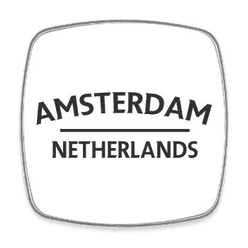 Textdesign Amsterdam – Pays-Bas - Magnet carré - blanc - Devant