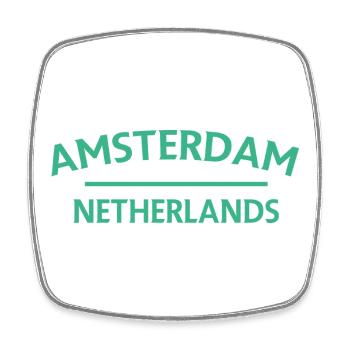 Amsterdam – Netherlands Textdesign - Square fridge magnet - white - Front