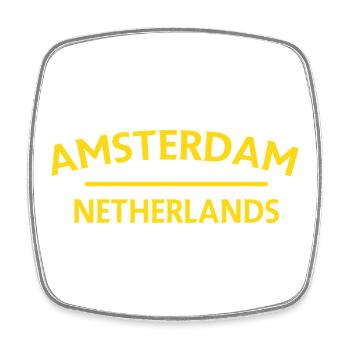 Amsterdam – Niederländisches Textdesign - Viereckiger Kühlschrankmagnet - Weiß - Vorne