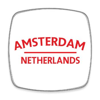 Textdesign Amsterdam – Pays-Bas - Magnet carré - blanc - Devant