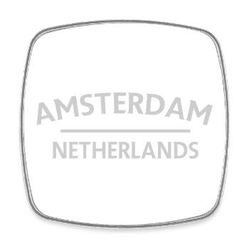 Textdesign Amsterdam – Pays-Bas - Magnet carré - blanc - Devant