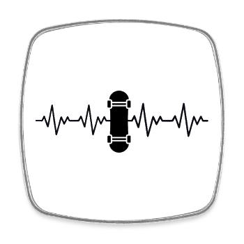 Skateboard Skateboarder EKG Herzschlag - Viereckiger Kühlschrankmagnet - Weiß - Vorne