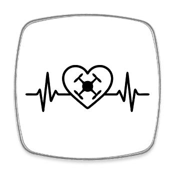 Heart Drone Quadcopter - Square fridge magnet - white - Front