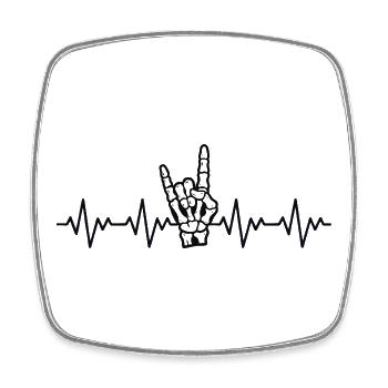 Rock Music ECG Heartbeat - Magnet carré - blanc - Devant