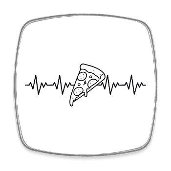 Pizzastück Pizzabäcker Pizza EKG Herzschlag - Viereckiger Kühlschrankmagnet - Weiß - Vorne