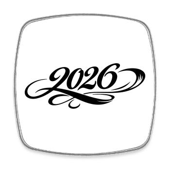 2026 Jahr - Viereckiger Kühlschrankmagnet - Weiß - Vorne