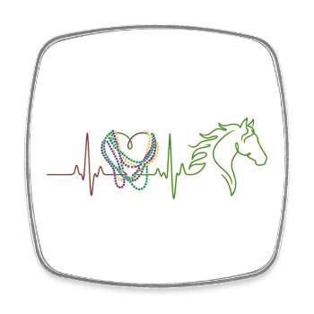 Reiterin Pferd Karneval Fasching EKG Herz Geschenk - Viereckiger Kühlschrankmagnet - Weiß - Vorne