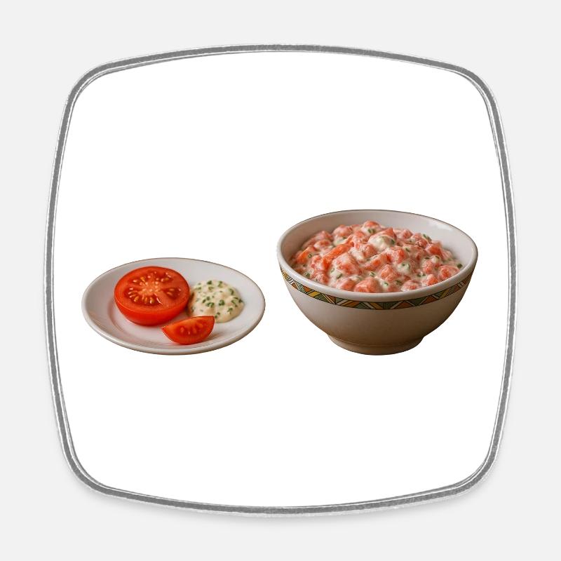 Salade de tomates avec crème sure - Magnet carré - blanc
