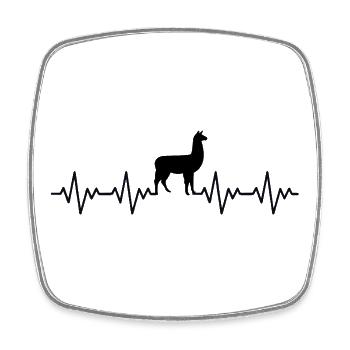 Lama ECG Heartbeat - Square fridge magnet - white - Front