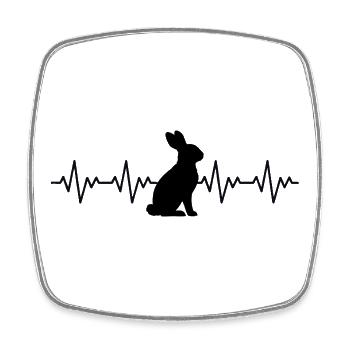 Rabbit Rabbit ECG Heartbeat - Square fridge magnet - white - Front