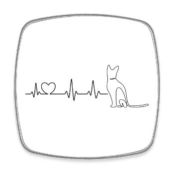 Katze Herzschlag – Line Art Design - Viereckiger Kühlschrankmagnet - Weiß - Vorne