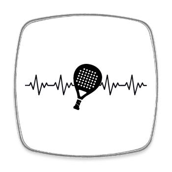 Padel Tennis EKG Herzschlag - Viereckiger Kühlschrankmagnet - Weiß - Vorne