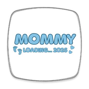 Mommy Loading 2026 - Viereckiger Kühlschrankmagnet - Weiß - Vorne
