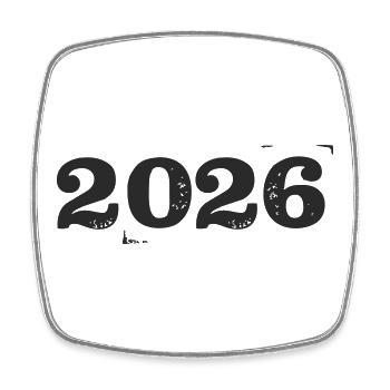 2026 - Viereckiger Kühlschrankmagnet - Weiß - Vorne