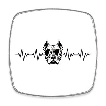 Pitbull ECG heartbeat - Square fridge magnet - white - Front