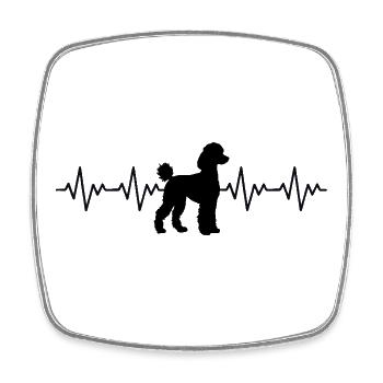 ECG du caniche Battement de cœur - Magnet carré - blanc - Devant