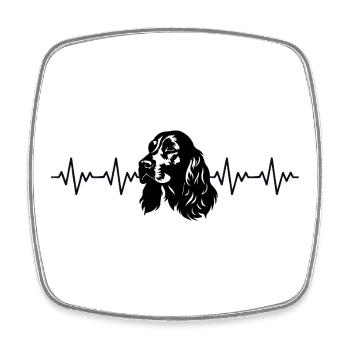 Cocker Spaniel ECG Heartbeat - Square fridge magnet - white - Front