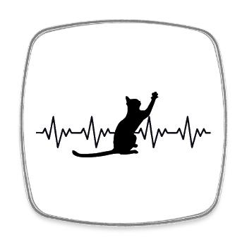 ECG du chat Fréquence cardiaque Battement de cœur - Magnet carré - blanc - Devant