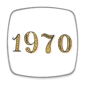 Vintage-Geburtstagsgeschenk der 1970er Jahre - Viereckiger Kühlschrankmagnet - Weiß - Vorne