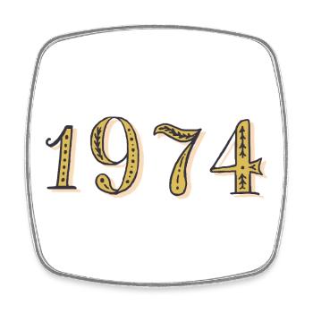 Cadeau d’anniversaire 1974 Vintage 1974  - Magnet carré - blanc - Devant