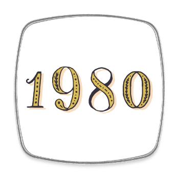 Geburtstagsgeschenk der 1980er Jahre - Viereckiger Kühlschrankmagnet - Weiß - Vorne