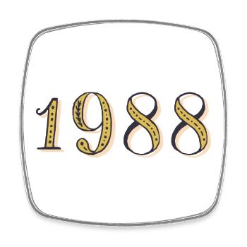 Geburtstagsgeschenk 1988 Vintage 1988 - Viereckiger Kühlschrankmagnet - Weiß - Vorne