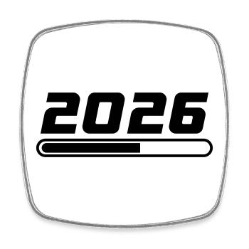 2026 Loading - Square fridge magnet - white - Front