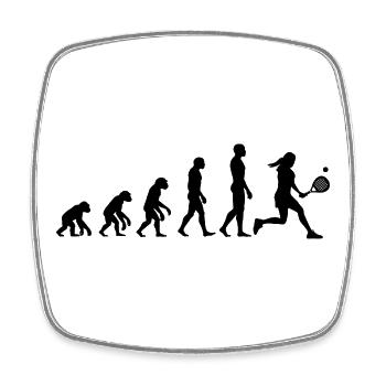 Padel Evolution, Vom Affen zur Padel Queen - Viereckiger Kühlschrankmagnet - Weiß - Vorne