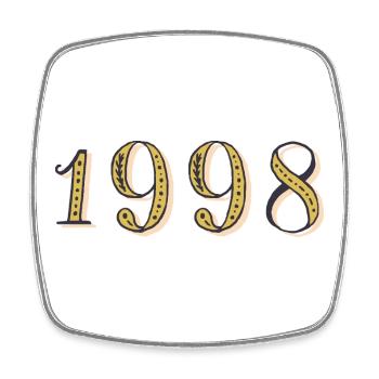 1998 Vintage 1998 Birthday Gift - Square fridge magnet - white - Front
