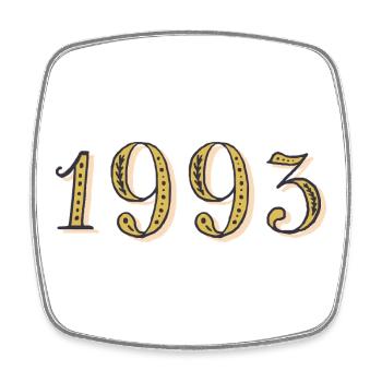 1993 Vintage 1993 Birthday Gift - Square fridge magnet - white - Front