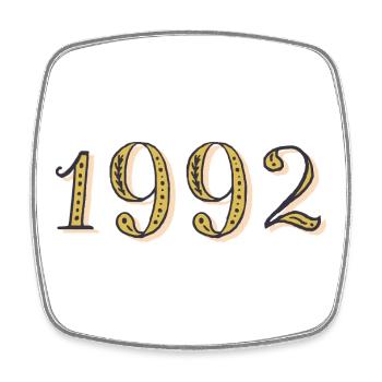 1992 Vintage 1992 Geburtstagsgeschenk - Viereckiger Kühlschrankmagnet - Weiß - Vorne