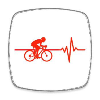 Bicycle heartbeat, pedal power! Heartbeat - Square fridge magnet - white - Front