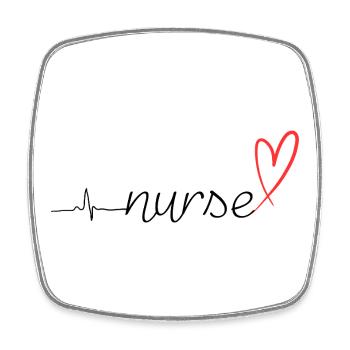 Conception du script d’un stéthoscope ECG pour battement cardiaque infirmier - Magnet carré - blanc - Devant