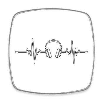 Heartbeat & Headphones - Headphones Heartbeat - Viereckiger Kühlschrankmagnet - Weiß - Vorne
