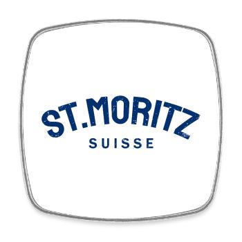 St. Moritz - Suisse - Switzerland - Swiss - Magnet carré - blanc - Devant