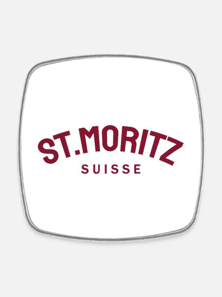 St. Moritz - Suisse - Schweiz - Swiss - Viereckiger Kühlschrankmagnet - Weiß