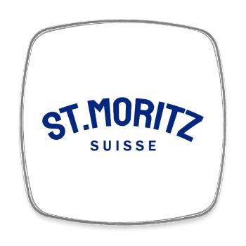 St. Moritz - Suisse - Switzerland - Swiss - Square fridge magnet - white - Front