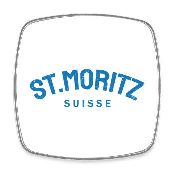 St. Moritz - Suisse - Switzerland - Swiss - Square fridge magnet - white - Front