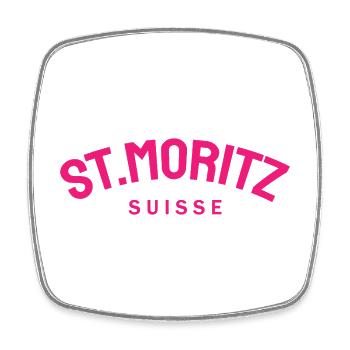 St. Moritz - Suisse - Switzerland - Swiss - Square fridge magnet - white - Front