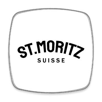 St. Moritz - Suisse - Switzerland - Swiss - Square fridge magnet - white - Front