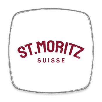 St. Moritz - Suisse - Switzerland - Swiss - Square fridge magnet - white - Front
